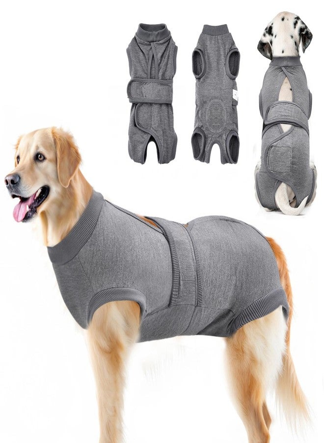 Lukovee Dogs Recovery Suit - Adjustable Dog Onesie for Female Male Dogs, Breathable Anti Licking Cone Alternative Surgery Pet Surgical Body Suit After Spay Abdominal Wounds Neuter (L, Gray) - Image 1
